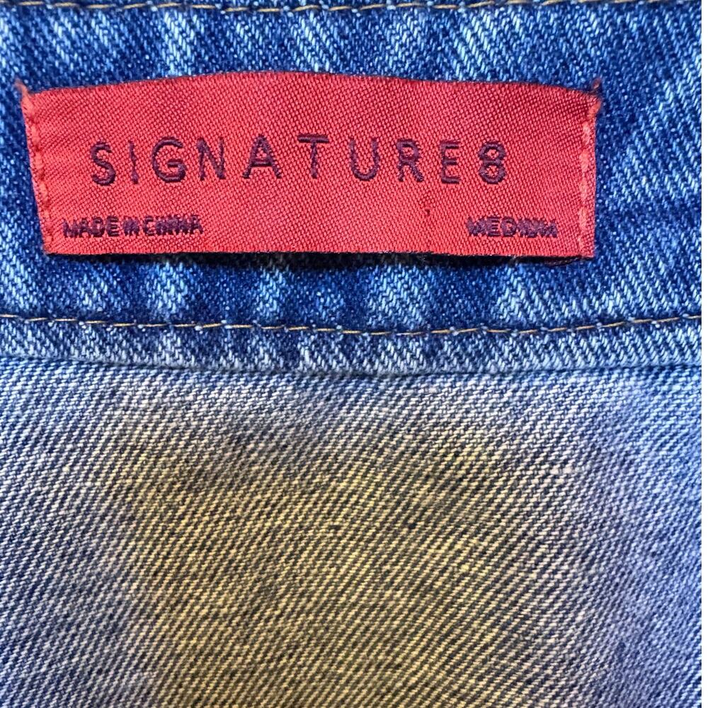 Signature8 Embroidered Floral Denim Button Front A-Line Mini Skirt size S-M - Picture 3 of 8